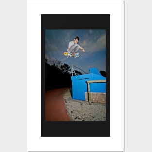 Skateboarder flying Posters and Art